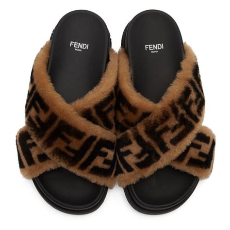 fendi shearling slides sale|Fendi slides for sale.